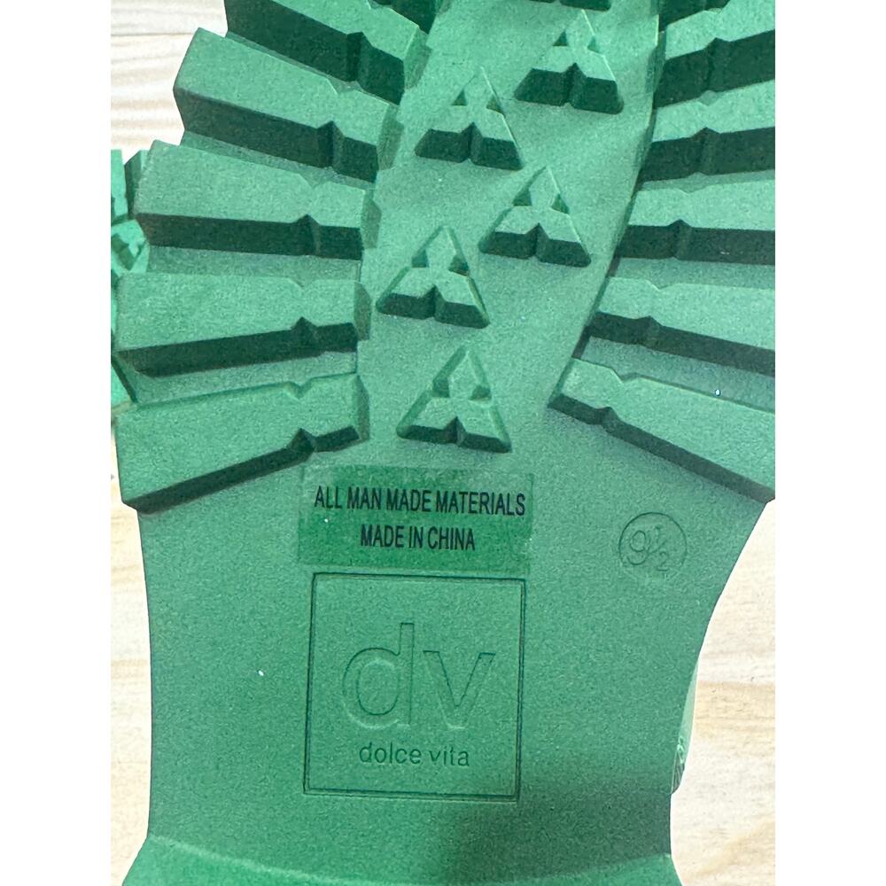 Dolce Vita Chunky Green Leather Slide Sandals - Picture 5 of 6